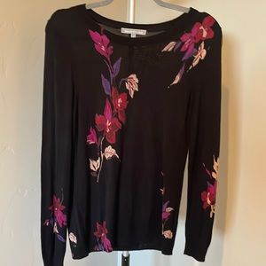 Daniel Rainn black floral sweater, Size Medium